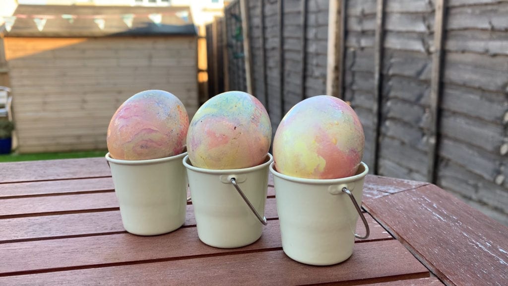 Colourful marbled eggs arts and crafts